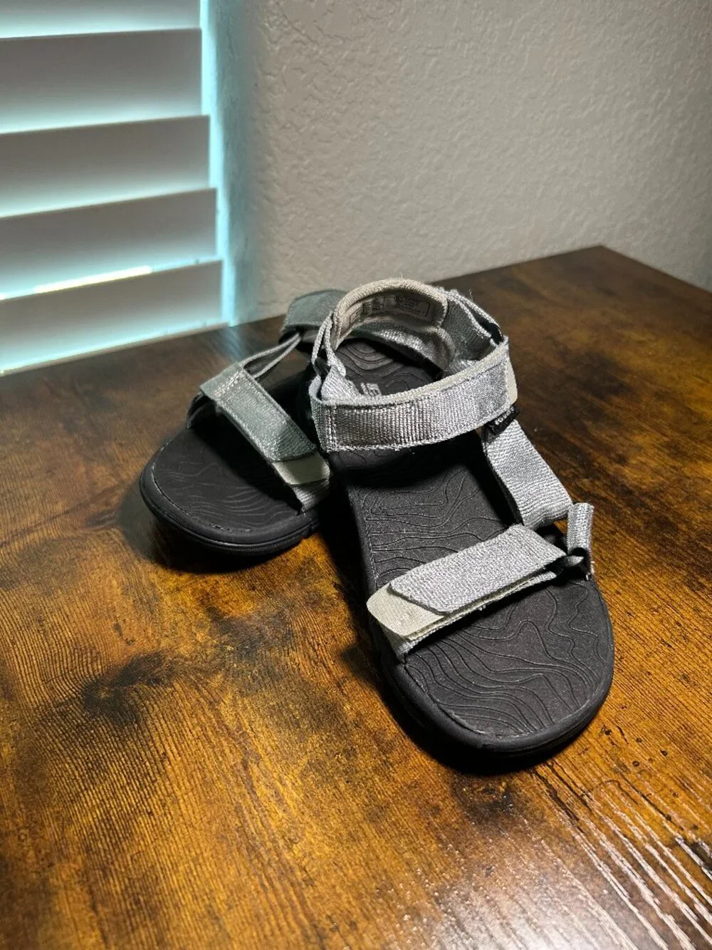 Shiny Silver Teva Sandals, Little Girl, Size 12